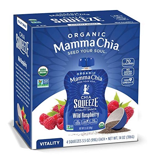 Mamma Chia Organic Vitality Squeeze Snack, Wild Raspberry, 4 Cou