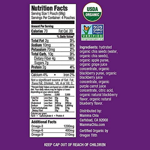 Mamma Chia Squeeze Blackberry Bliss Organic Vitality Pouches,