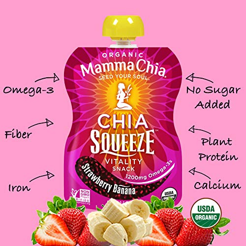 Mamma Chia Squeeze Strawberry Banana Organic Vitality Pouches,