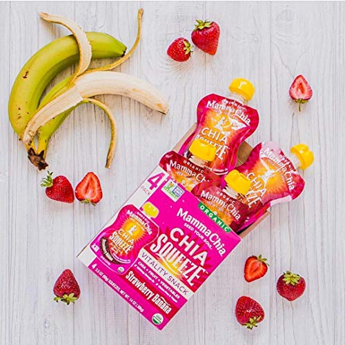 Mamma Chia Squeeze Strawberry Banana Organic Vitality Pouches,