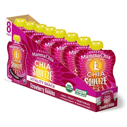 Mamma Chia Squeeze Strawberry Banana Organic Vitality Pouches,
