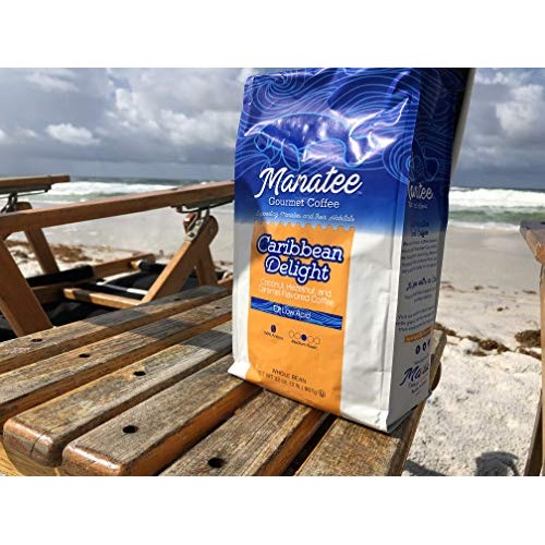 Manatee Caribbean Delight Whole Bean Coffee 2 Pound Bag Rich Med