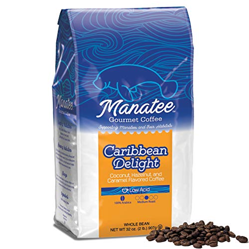 Manatee Caribbean Delight Whole Bean Coffee 2 Pound Bag Rich Med