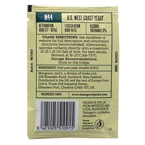 5X Mangrove Jacks Yeast M44 Us West Coast Craft Series Yeast 10