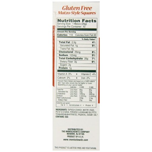 Manischewitz All Natural Gluten Free Matzo Style Squares, 10 Ounce