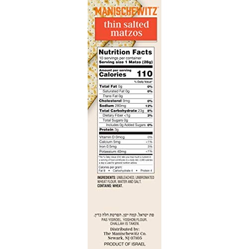 Manischewitz Old Fashioned Thin Salted Matzo 10Oz 3 Pack Air