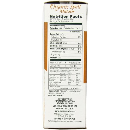 Manischewitz Organic Spelt Matzo Cracker, 10 Ounce
