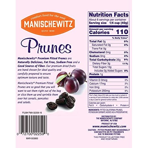 Manischewitz Premium California Pitted Prunes, 8oz 2 Pack. Tota...