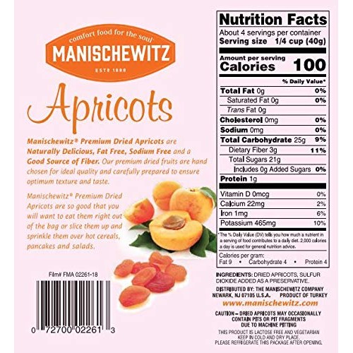Manischewitz Premium Dried Apricots 6Oz 2 Pack Resealable Bog