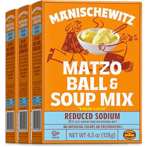 Manischewitz Reduced Sodium Matzo Ball & Soup Mix 4.5oz (3 Pack)...