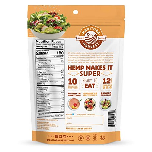 Manitoba Harvest Hemp Hearts Raw Shelled Hemp Seeds, 16Oz; 10G P