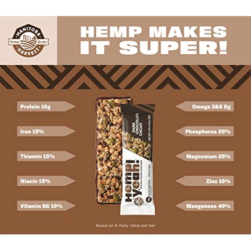 Manitoba Harvest Hemp Yeah! Bars, Dark Chocolate Cacao 12 Bars