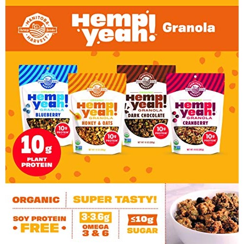 Manitoba Harvest Hemp Yeah! Granola, Blueberry, 10Oz, With 10 G