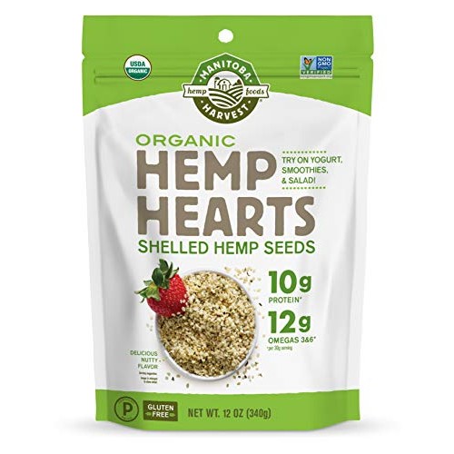 Manitoba Harvest Organic Hemp Hearts Raw Shelled Hemp Seeds, 12