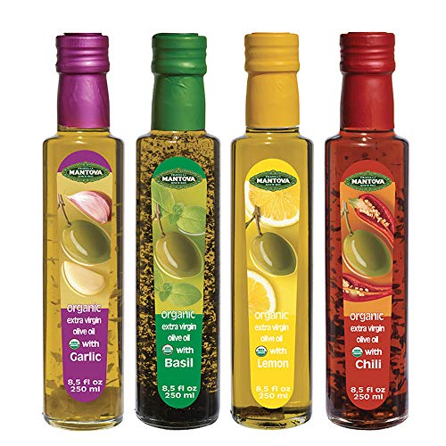 Mantova Flavored Extra Virgin Olive Oil Variety Pack: Garlic, Ba