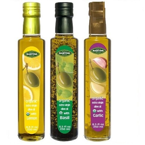 Mantova Flavored Extra Virgin Olive Oil Variety Pack: Garlic, Ba