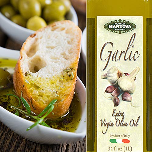 Mantova Garlic Extra Virgin Olive Oil Evoo, Cold-Pressed, Impo