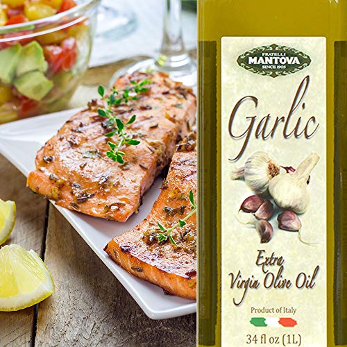 Mantova Garlic Extra Virgin Olive Oil Evoo, Cold-Pressed, Impo