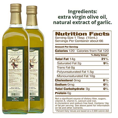 Mantova Garlic Extra Virgin Olive Oil Evoo, Cold-Pressed, Impo
