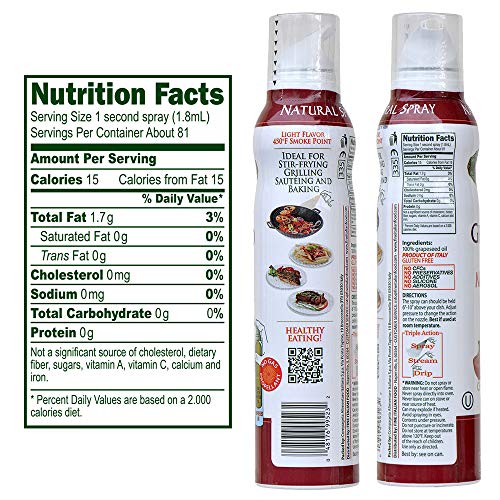 Mantova Grapeseed Oil, 100% Pure Cooking Spray With Omega-6, Per