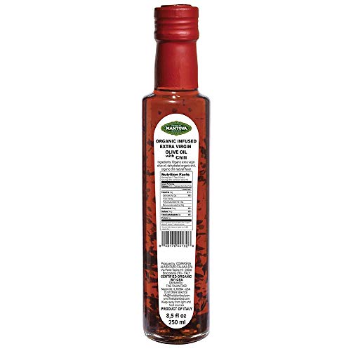 Mantova Organic Chili Flavored Extra Virgin Olive Oil, 8.5 Oz F