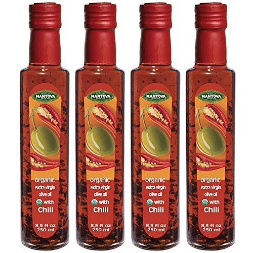 Mantova Organic Chili Flavored Extra Virgin Olive Oil, 8.5 Oz F