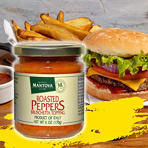 Mantova Roasted Peppers Bruschetta Topping 6 Oz, Pack Of 4 The