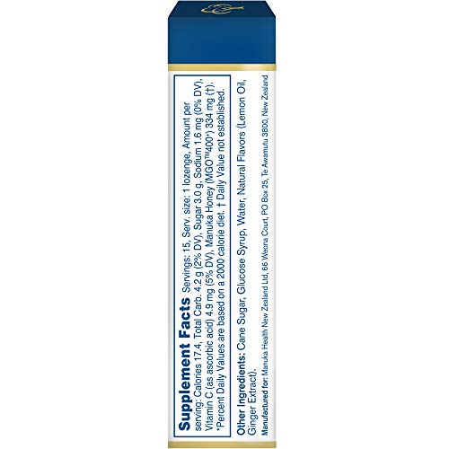 Manuka Health, Mgo 400+ Manuka Honey Lozenges With Lemon &Amp; Ginge
