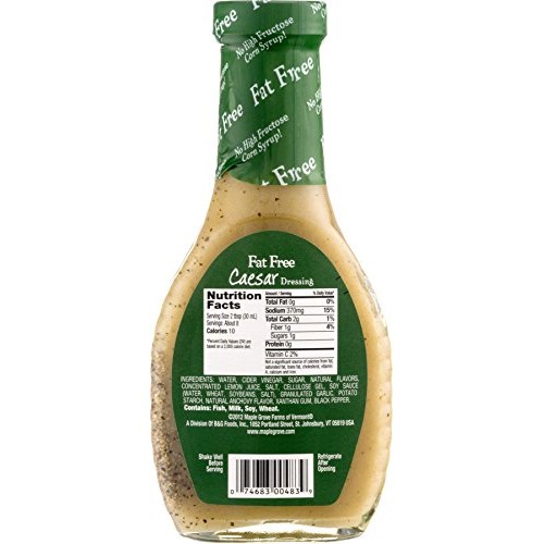 Maple Grove Farms Fat Free Salad Dressing, Caesar, 8 Ounce Pack
