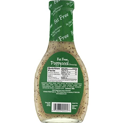 Maple Grove Farms Fat Free Salad Dressing, Poppyseed, 8 Ounce P