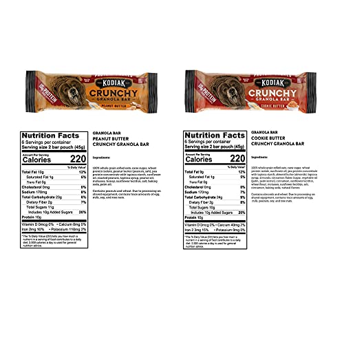 Kodiak Cakes High Protein Crunchy Granola Bars Variety Pack - 48...
