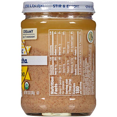 Maranatha Organic Raw Almond Butter, No Salt, Creamy, 12 Oz