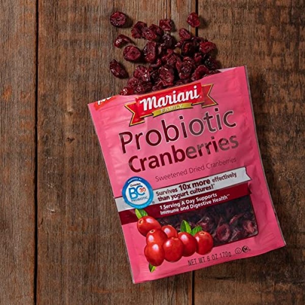 Mariani Probiotic Dried Cranberries - One 6 Oz Package Of Sweete