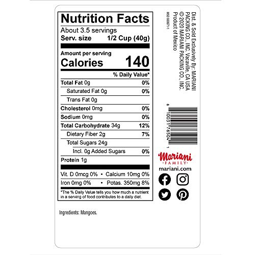 Mariani - Dried Mango - 5Oz Pack Of 6 Gluten Free, Vegan, Recl