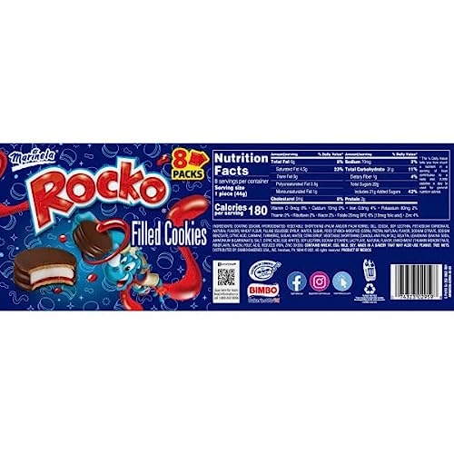 Marinela Rocko Strawberry and Marshmallow Filled Snack Cookies |...