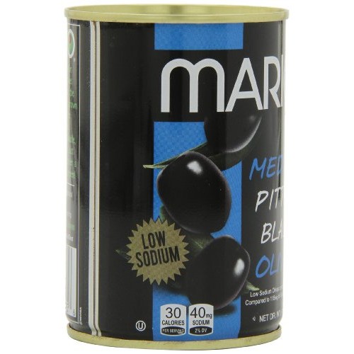 Mario Camacho Foods Low Sodium Black Olives, Medium Pitted, 6.0