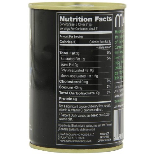 Mario Camacho Foods Low Sodium Black Olives, Medium Pitted,