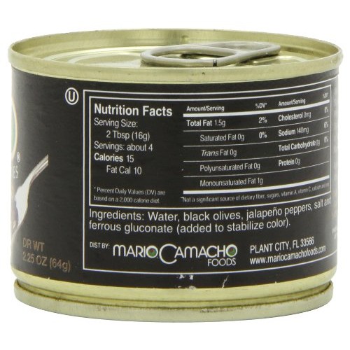 Mario Sliced Black Olives With Jalapeno, 2.25-Ounce Cans Pack O