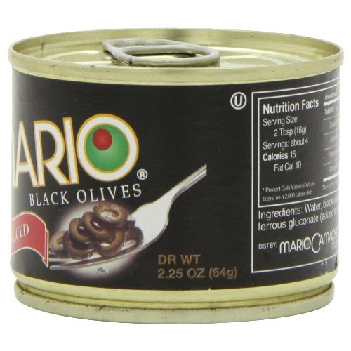 Mario Sliced Black Olives With Jalapeno, 2.25-Ounce Cans Pack O