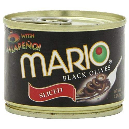 Mario Sliced Black Olives With Jalapeno, 2.25-Ounce Cans Pack O