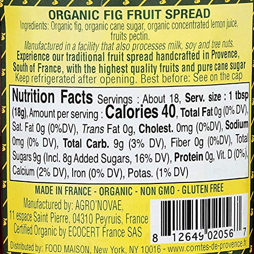 Fig Jam Spread Usda Organic Preserve – 12 Oz / 340 G – Made In F