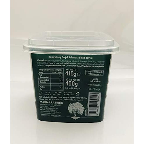 Marmarabirlik Dried Natural Black Olives 400G, Pack Of 1