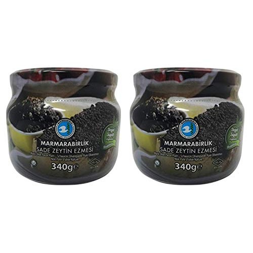 Marmara Birlik Black Olive Paste Plain, Olive Spread, 2 Pack -Ea