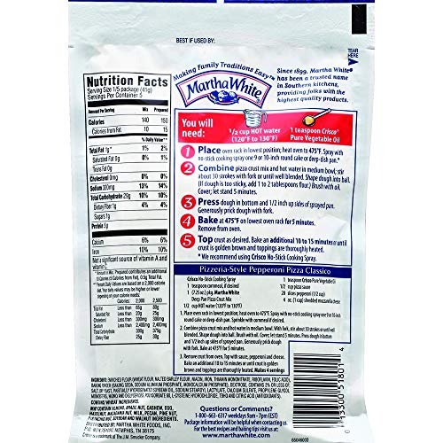 Martha White Deep Pan Pizza Crust Mix, 7.25 Ounce Pack of 12