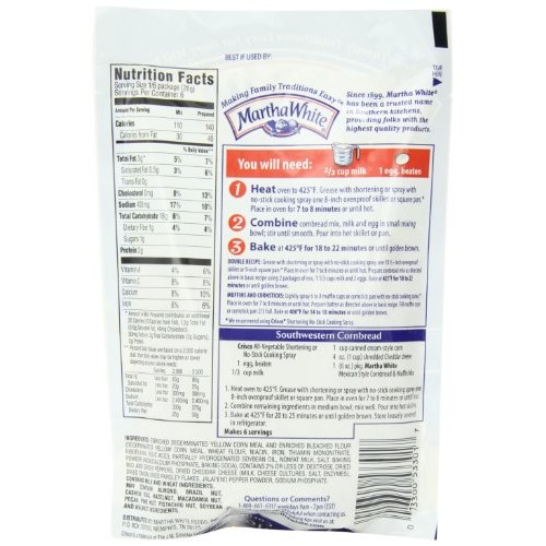 Martha White Mexican Style Cornbread And Muffin Mix, 6 Ounce Pa