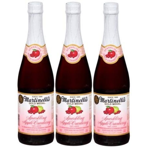 Martinellis Gold Medal Sparkling 100% Juice, Apple Cranberry, 2