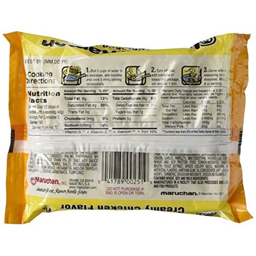 Maruchan Ramen Creamy Chicken, 0.1875-Ounce Packages Pack Of 24