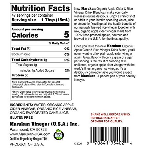Marukan Apple Cider And Rice Vinegar Drink Blend, 24 Ounce