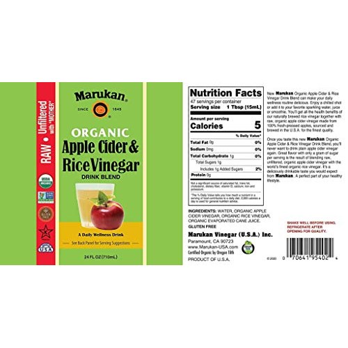 Marukan Apple Cider And Rice Vinegar Drink Blend, 24 Ounce