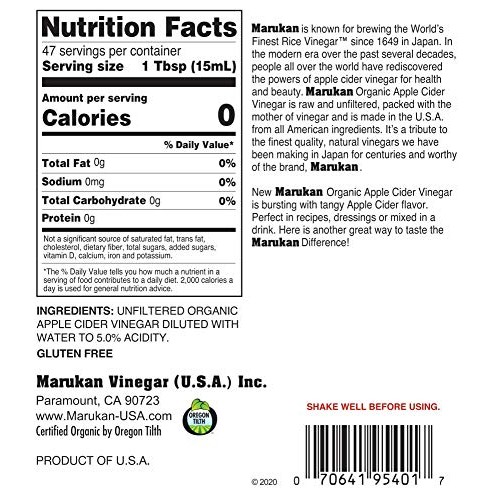 Marukan Organic Apple Cider Vinegar, 24 Ounce
